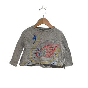 Stella McCartney Kids Gray Swan Boxy Long Sleeve Tee - size 2